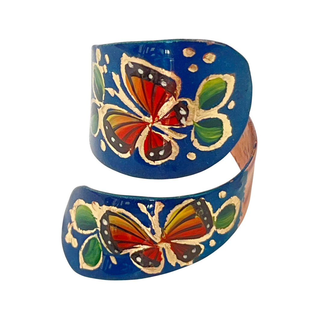 Mexican Blue Butterfly Double Layered Copper Ring