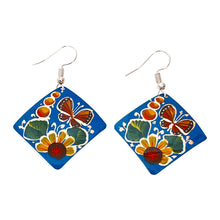 Load image into Gallery viewer, Blue Butterfly &amp; Floral Copper Necklace &amp; Earring Set
