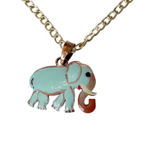 Load image into Gallery viewer, Blue Elephant Copper Necklace &amp; Earring Set
