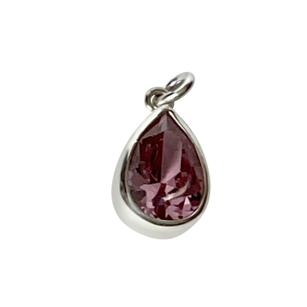 925 Mexican Sterling Silver Drop-shaped Brown Zirconia Beveled Pendant