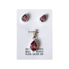 Load image into Gallery viewer, 925 Mexican Sterling Silver Drop-shaped Brown Zirconia Pendant &amp; Earrings
