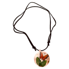 Load image into Gallery viewer, Butterfly on Leaf Copper Necklace &amp; Earring Set
