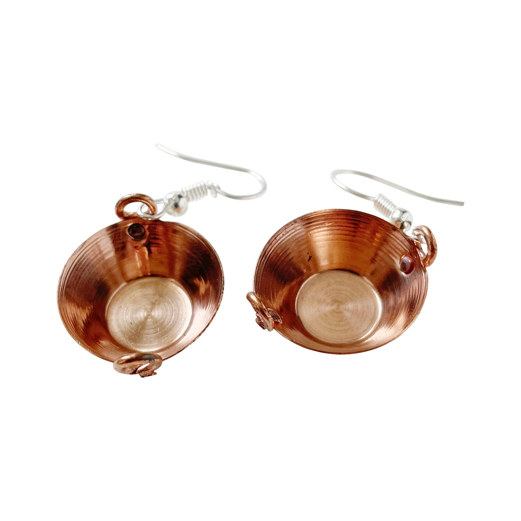 Cute Basket Copper Hook Earrings