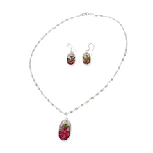 Load image into Gallery viewer, 925 Mexican Sterling Silver Floral Oval-shaped Necklace &amp; Earring Set
