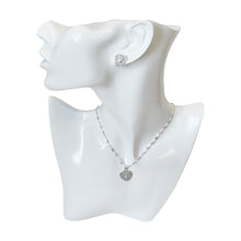 Load image into Gallery viewer, 925 Mexican Sterling Silver Heart-Shaped Necklace &amp; Earring Set
