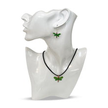 Load image into Gallery viewer, Green Darner Necklace &amp; Hook Earring Set
