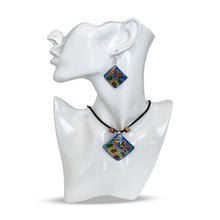 Load image into Gallery viewer, Blue Butterfly &amp; Floral Copper Necklace &amp; Earring Set
