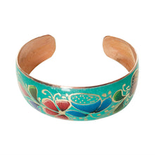 Load image into Gallery viewer, Flowered Turquoise Copper Bracelet
