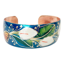 Load image into Gallery viewer, Calla Lilies Blue Copper Bracelet
