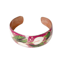 Load image into Gallery viewer, Calla Lilies Magenta Copper Bracelet
