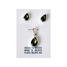 Load image into Gallery viewer, 925 Mexican Sterling Silver Drop-shaped Multi-shade Zirconia Pendant &amp; Earrings
