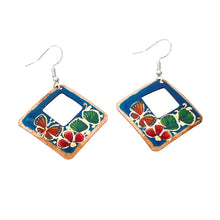 Load image into Gallery viewer, Mexican Open Rhombus Butterfly &amp; Flower Copper Earrings
