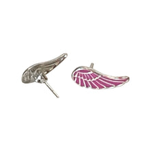 Load image into Gallery viewer, 925 Sterling Silver Pink Angel Wings Stud Earrings
