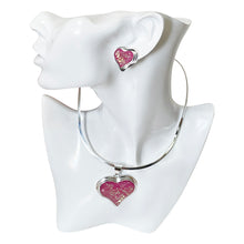 Load image into Gallery viewer, 925 Sterling Silver Pink Heart Pendant Jewelry Set
