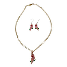 Load image into Gallery viewer, Pink Owl Copper Necklace &amp; Earring Set
