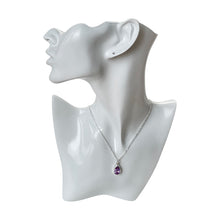 Load image into Gallery viewer, 925 Mexican Sterling Silver Drop-shaped Purple Zirconia Beveled Pendant
