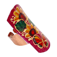 Load image into Gallery viewer, Mexican Red Floral Butterfly Adjustable Copper Ring
