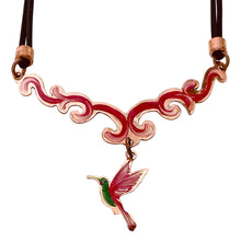 Load image into Gallery viewer, Red Green Flying Bird Copper Necklace &amp; Earring Set
