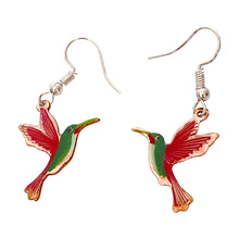 Load image into Gallery viewer, Red Green Flying Bird Copper Necklace &amp; Earring Set
