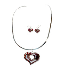 Load image into Gallery viewer, 925 Sterling Silver Red Heart Necklace &amp; Earring Set

