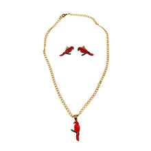 Load image into Gallery viewer, Red Parrot Copper Necklace &amp; Stud Earring Set
