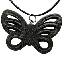 Load image into Gallery viewer, Oaxacan Black Clay hand-sculpted butterfly-shaped necklace
