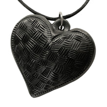 Load image into Gallery viewer, Oaxacan Black Clay hand-sculpted heart-shaped necklace with hollow heart
