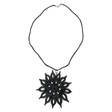 Load image into Gallery viewer, Oaxacan Black Clay hand-sculpted sunflower-shaped necklace
