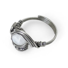 Load image into Gallery viewer, Wrapped Soft Adjustable Moonstone (white labradorite) Gemstone Ring
