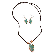 Load image into Gallery viewer, Turquoise Butterfly Copper Necklace &amp; Earring Set
