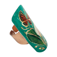 Load image into Gallery viewer, Mexican Turquoise Floral &amp; Butterfly Adjustable Copper Ring

