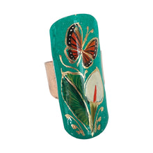 Load image into Gallery viewer, Mexican Turquoise Floral &amp; Butterfly Adjustable Copper Ring
