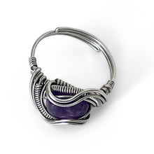Load image into Gallery viewer, Wrapped Violet Adjustable Amethyst Gemstone Ring
