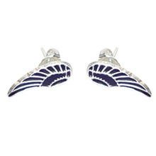 Load image into Gallery viewer, 925 Mexican Sterling Silver Blue Wing-Shaped Stud Earrings
